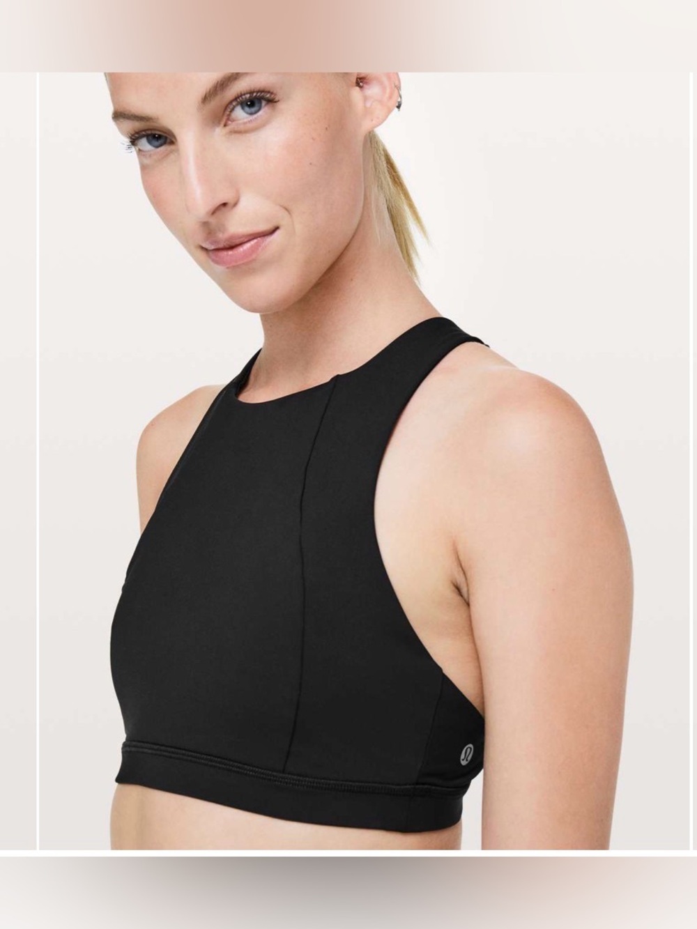 Lululemon Free To Be Serene High Neck Strappy Sports Bra Black Size 8